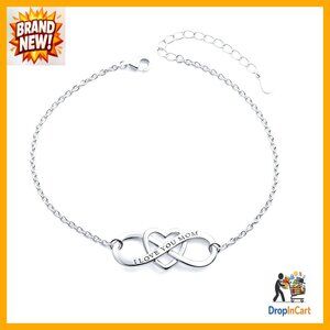 Sterling Silver Heart Infinity Bracelet Elegant Minimal Chic Gift for Mom